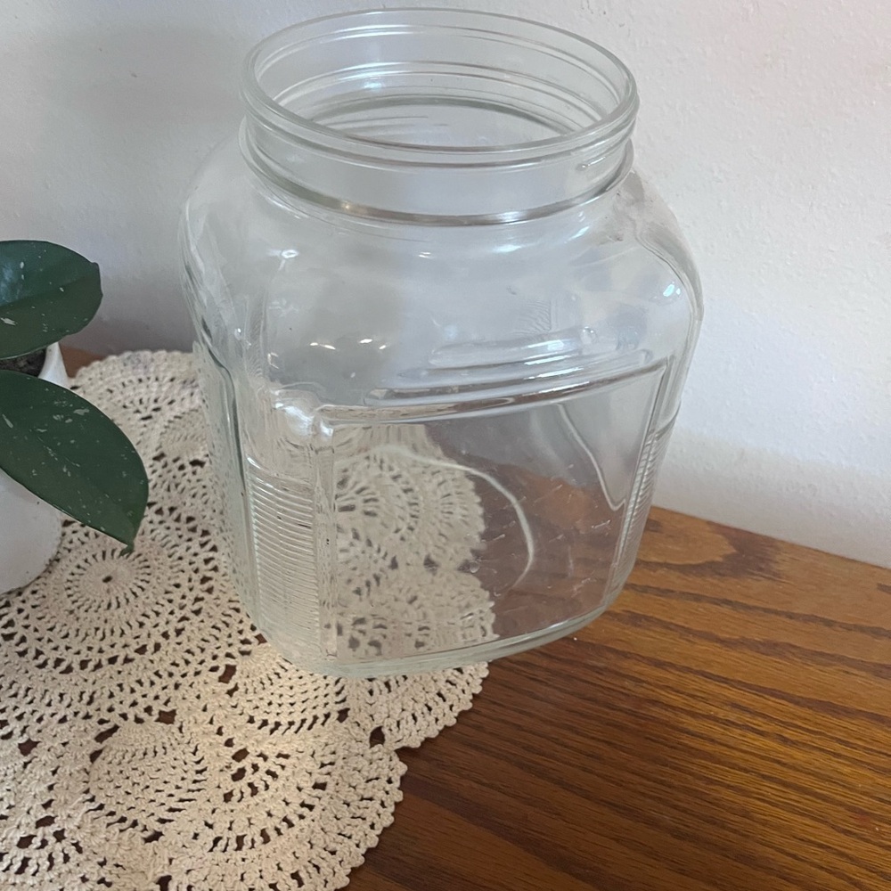 Clear Glass Square Storage Jar - Wide Mouth